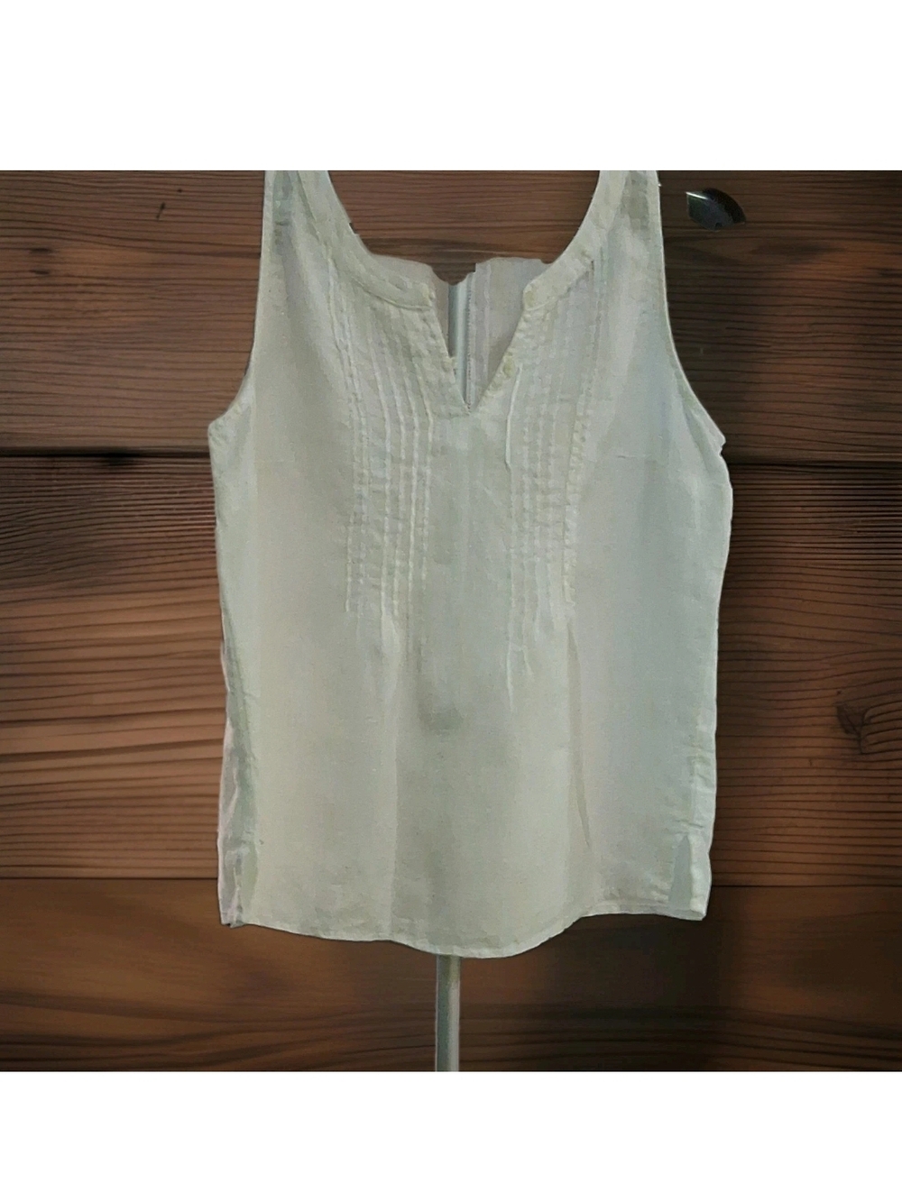 Talbots White Sleeveless Pintuck Front Camisole